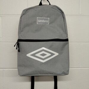 Umbro 17" Double Padded Strap School Backpack - Heather Gray‎ Multi Pockets Logo